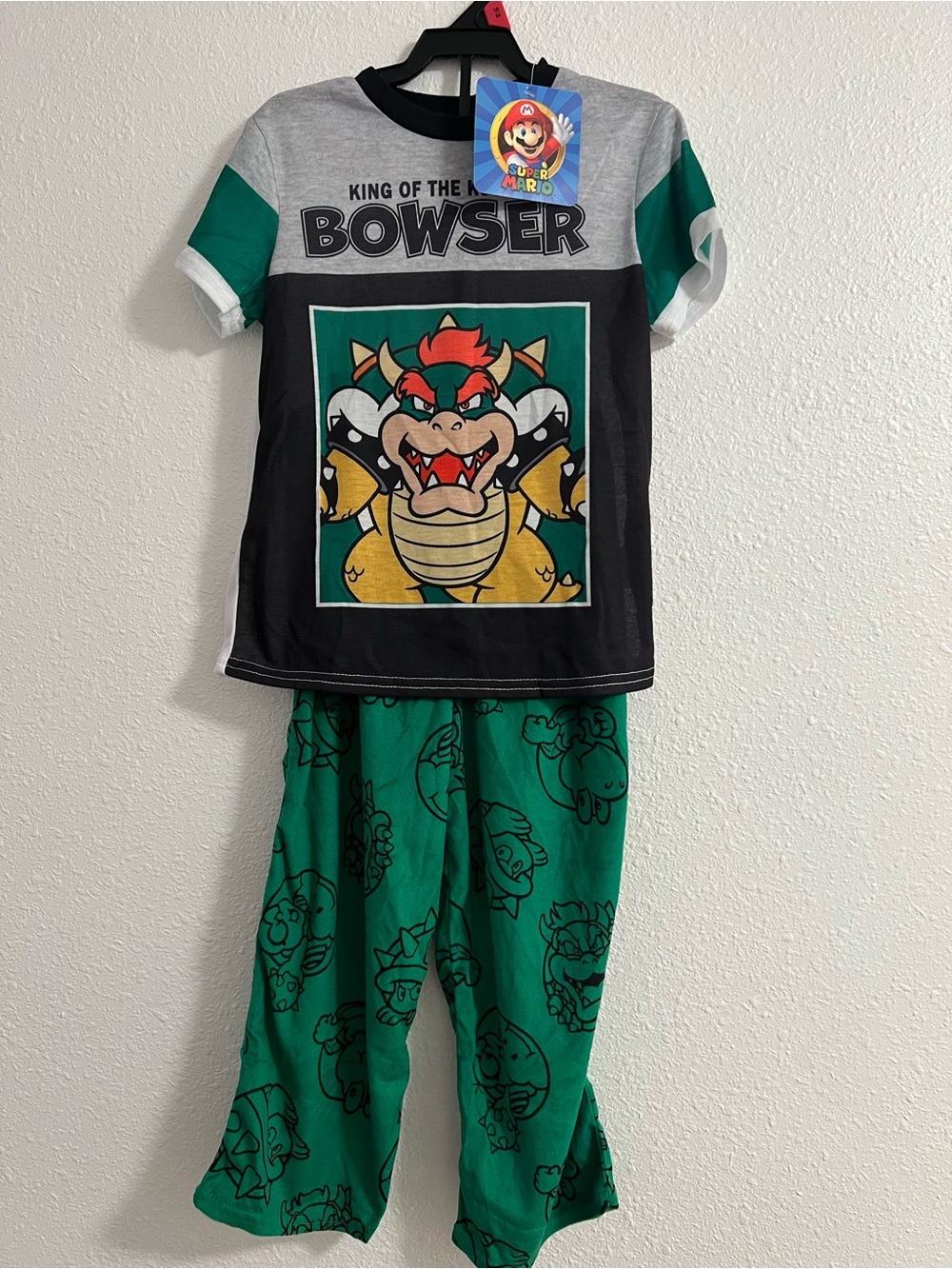 Super Mario Bowser Kids Pajama Set - Green & Black